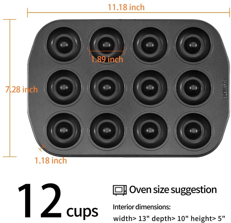 CHEFMADE Mini Donut Baking Pans, Non-Stick 12-Cavity Donut Pan, Carbon Steel Cake Baking Pan - BPA Free Mini Bagel Pan, Oven, Microwave, Freezer Safe - Image 2